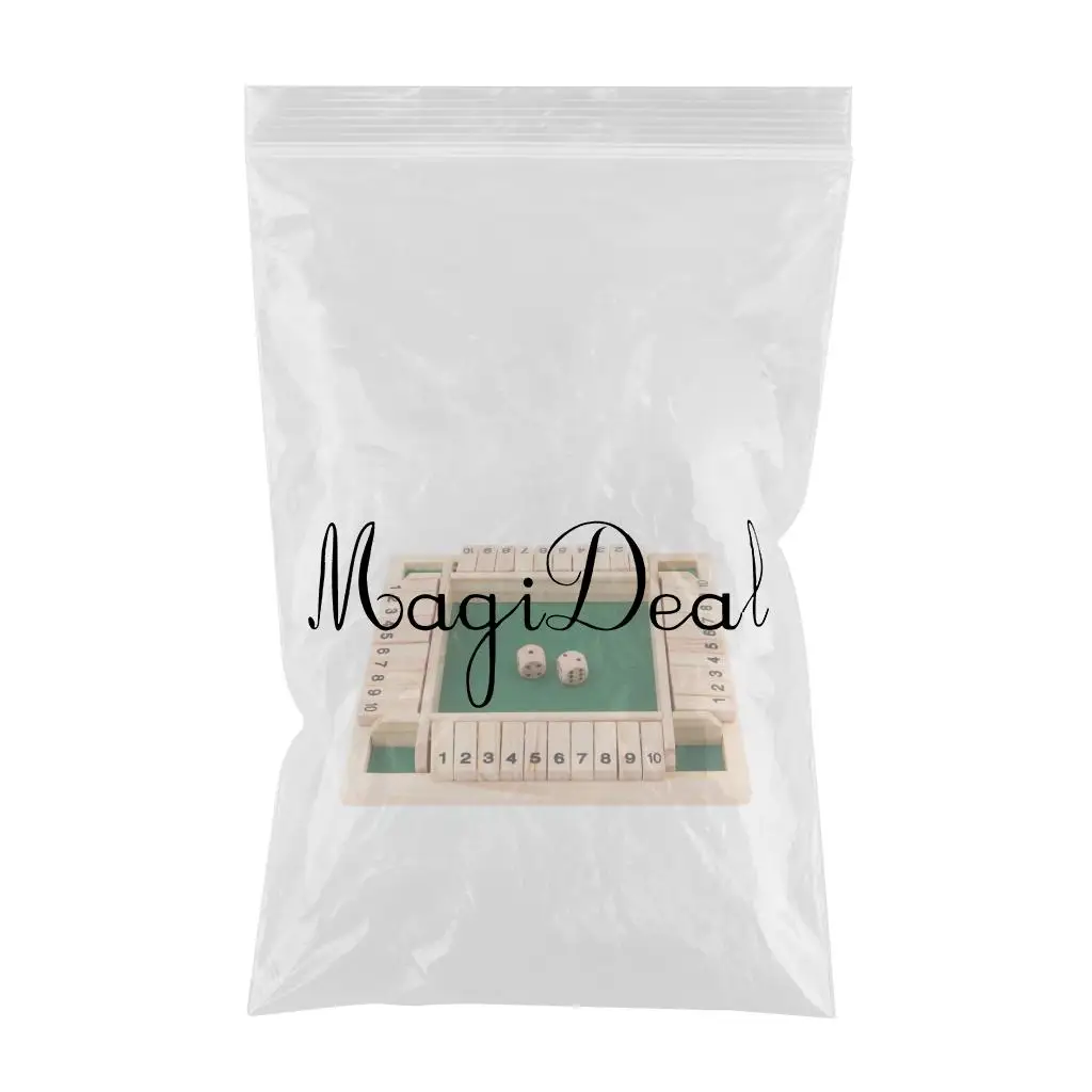 Wood Deluxe 4 Sided 10 Number Shut The Box Dice Board Game For Kids Adults Entertainment Product