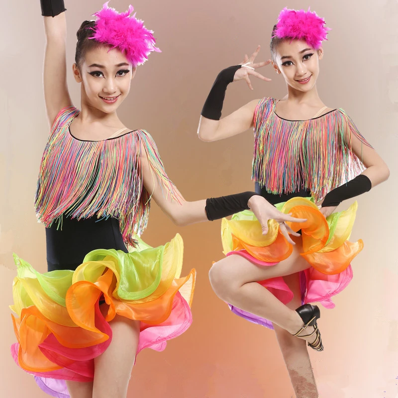 を新しいタッセルラテンダンス子供ダンスドレス用女の子社交ダンス競技ドレスセクシーなラテンの衣装 Dance Dress For Girls Dance Dresskids Dance Dress Aliexpress