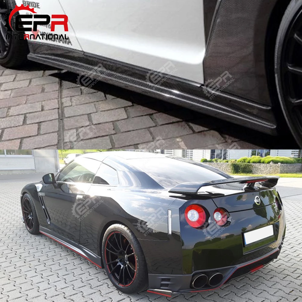 Автомобиль-Стайлинг для Nissan R35 GTR Zele Стиль углеродного волокна Боковая юбка GT-R боковой двери сплиттер глянцевая отделка гоночная отделка Дрифт часть