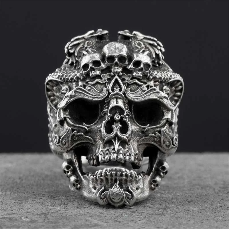 

Fashion Dragon Skull Men Copper Alloy Biker Ring Punk Style Gold Black Color Rock Skeleton Male Ring For Men Women Party Jewerly