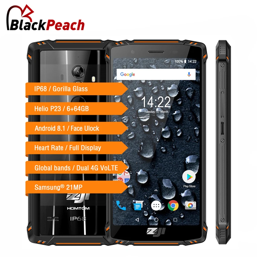 

ZOJI Z9 IP68 Waterproof Smartphone 5.7" Helio P23 Mobile phone Android 8.1 Octa core 6GB 64GB 21MP 5500mAh Face ID Rugged phone