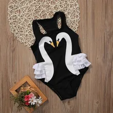 От 2 до 7 лет, Лидер продаж, летний детский купальный костюм для девочек, с 3D принтом лебедя, слитный купальник, с цветочным рисунком, на бретельках, для пляжа, для бассейна, купальный костюм
