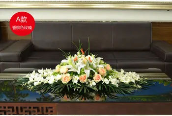 

home decorative white champagne artifical flowers Church Stage Hall meeting room wedding table flowers party road lead flower