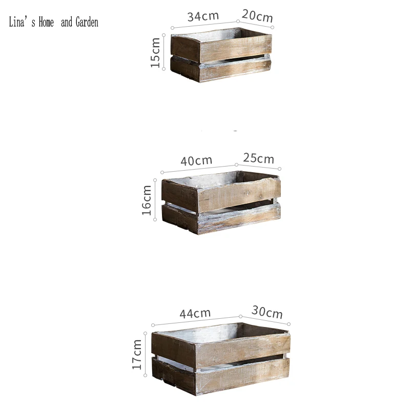 rectangle stack 3 pieces handmade countryside solid wooden vintage distressed crate