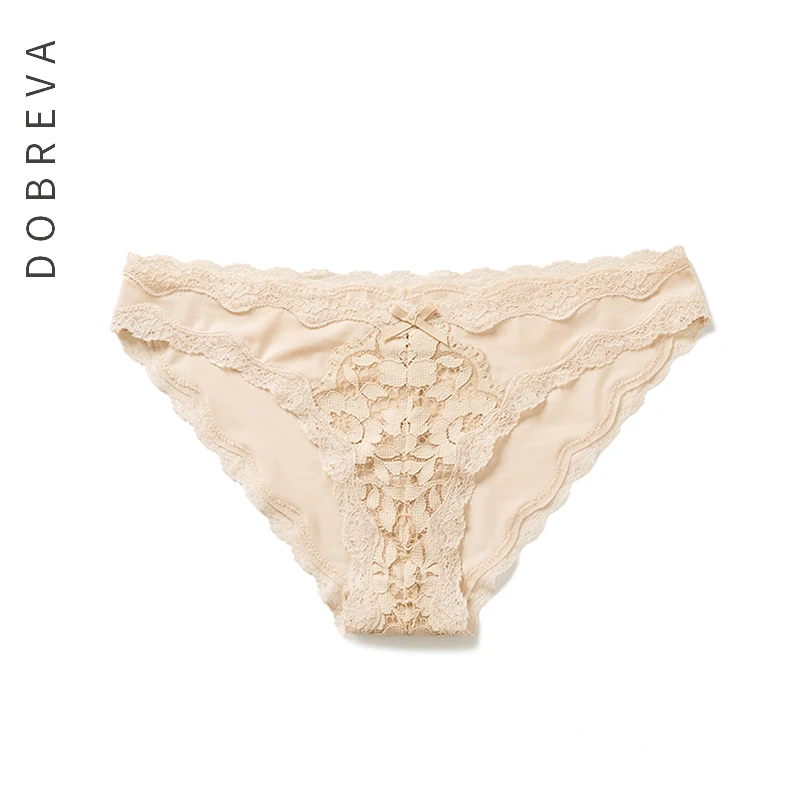 

DOBREVA Women's Soft Lace Trim Low Rise Stretch Bikini Panties
