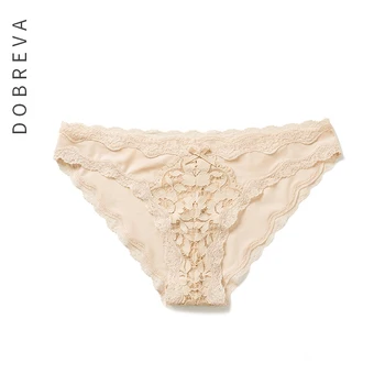 

DOBREVA Women's Soft Lace Trim Low Rise Stretch Bikini Panties