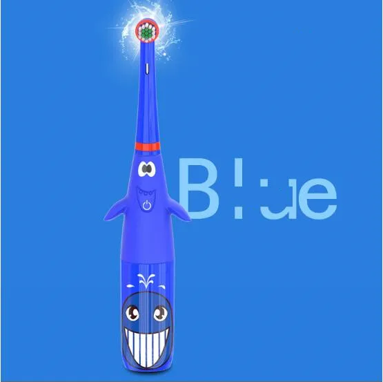 Мультфильм Детская электрическая зубная щетка с ручкой повернуть мягкие волосы стоматологической помощи Массаж зубная щетка для детей
