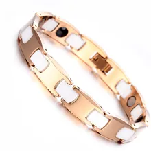 Mens Ladies Tungsten Bracelet, Rose Gold & White Magnetic Health Care Jewelry KB1528