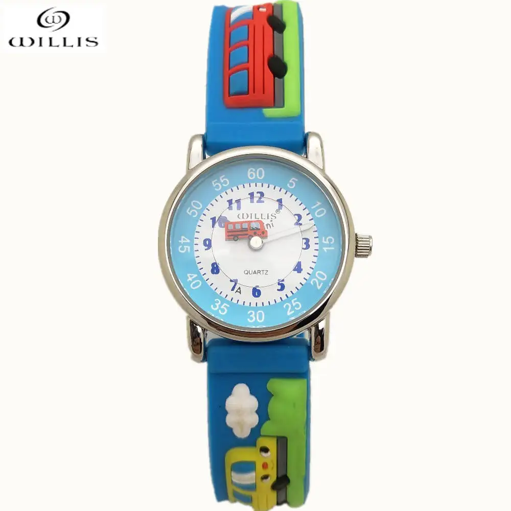 

WILLIS Fashion child Waterproof watch 3D Cartoon Car WristWatch Children Clock kid Quartz WristWatches Children's silicone watch