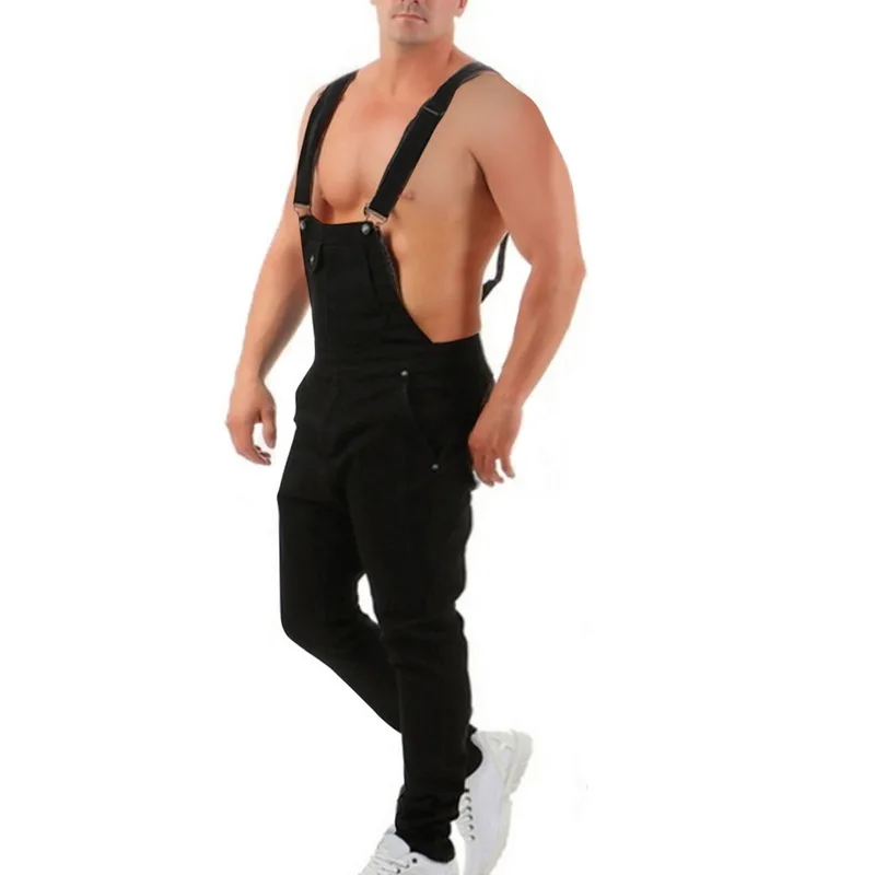 

WENYUJH US Size S-XXXL Fashion Men's Ripped Jeans Jumpsuits Hi Street Distressed Denim Bib Overalls For Man Suspender Pants