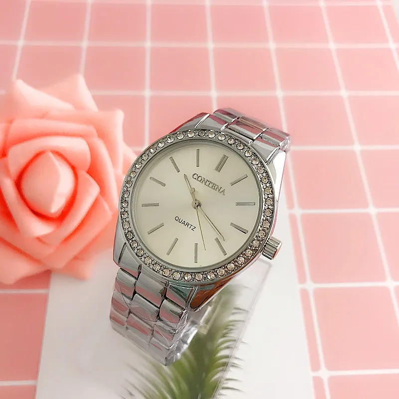 Contena Роскошные Для женщин золото Часы Леди Кварцевые часы женские женская одежда