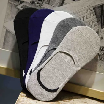 

1Pair US 6-9 Men's Non-slip Silicone Invisible Boat Socks slippers Bamboo fibre Spring Summer Fashion Male ankle socks 5 Colors