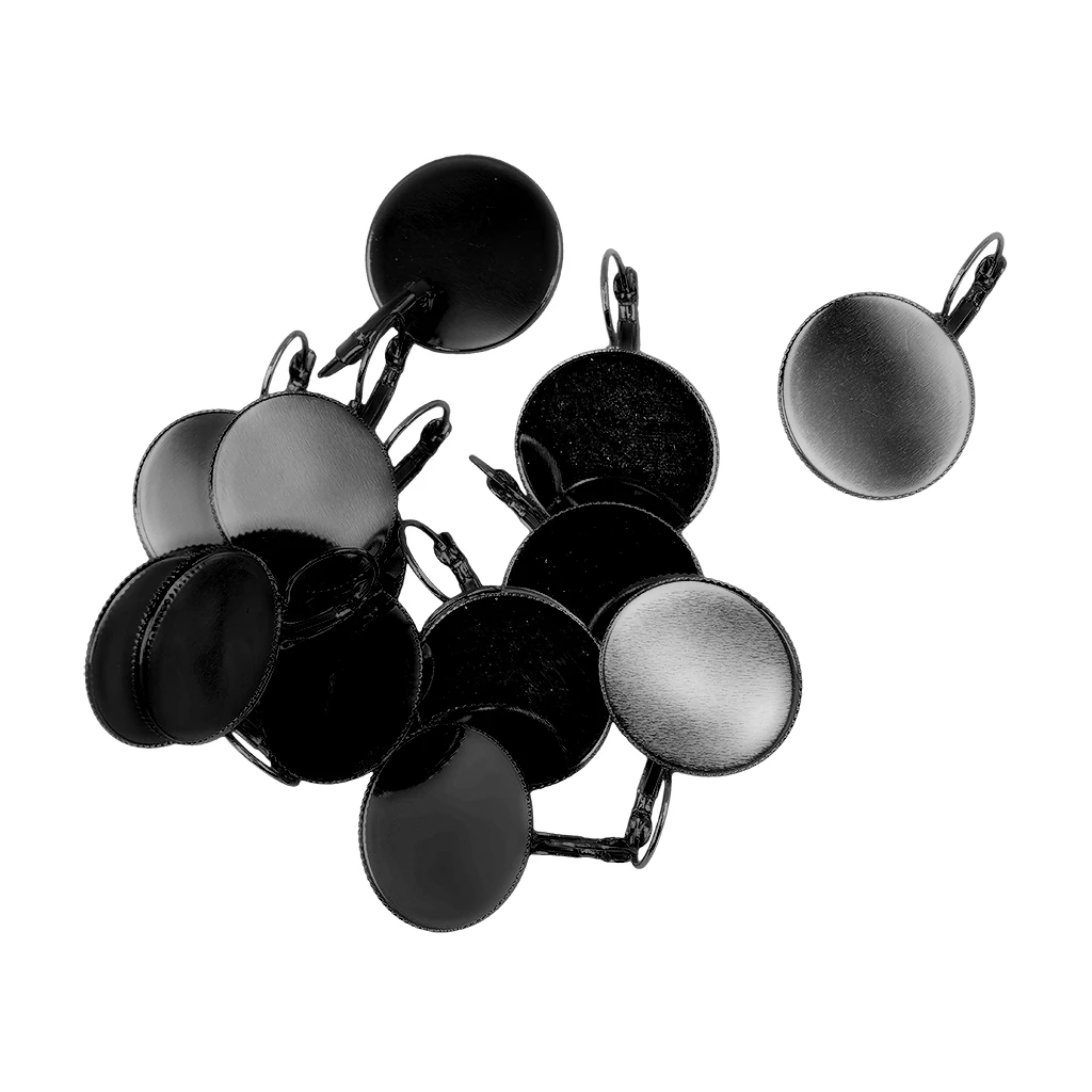12 Pieces Earrings Round Cabochon Empty Base Bezel Earring Tray Cameo 25mm DIY Resin Base Findings