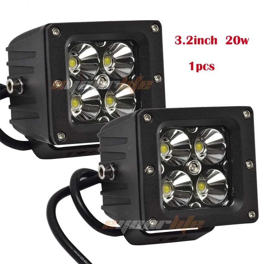 Eyourlife 3 inch 20w 12v 24v offroad Square led work light bar for atv off road