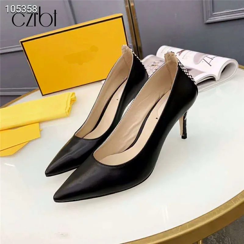 

czrbt 2019 Shoes Women Genuine Leather Women Pumps Fashion Office Shoes Women Sexy High Heels Shoes Women's Wedding Shoes Party