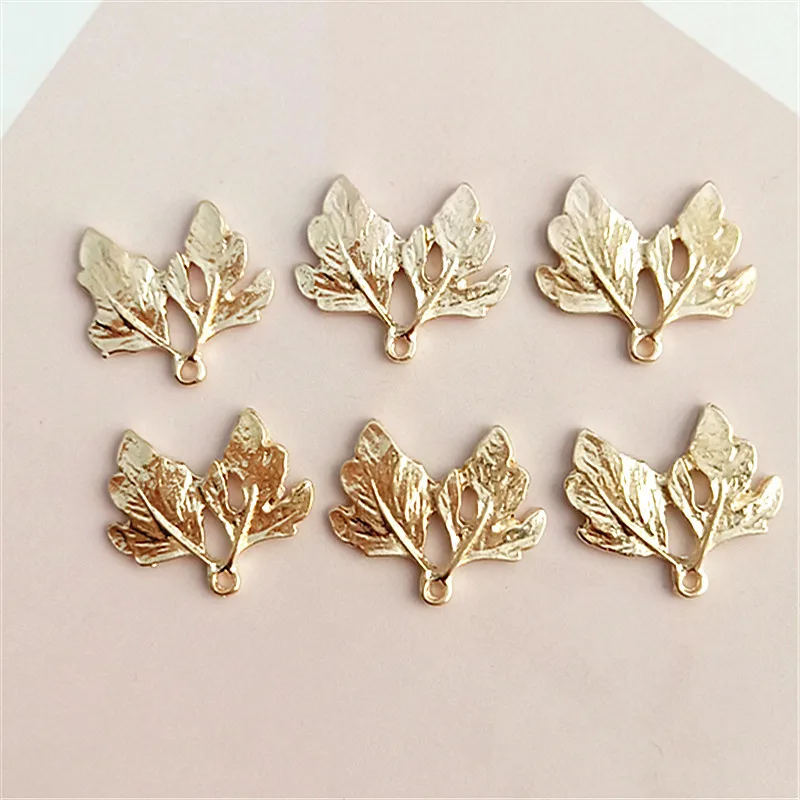 

SEA MEW 10 PCS 19mm*20mm Fashion Metal Alloy KC Gold Leaf Connectors Pendant Charm DIY Jewelry Accessories