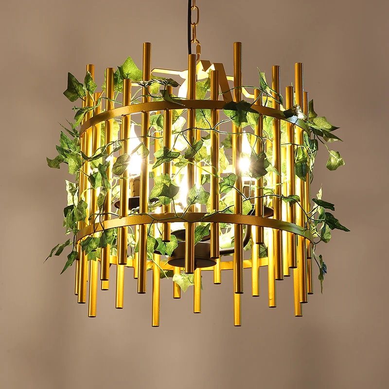 

Nordic garden iron pendant light Restaurant creative bar coffee shop golden walnut lamps pednant lamps lw427750