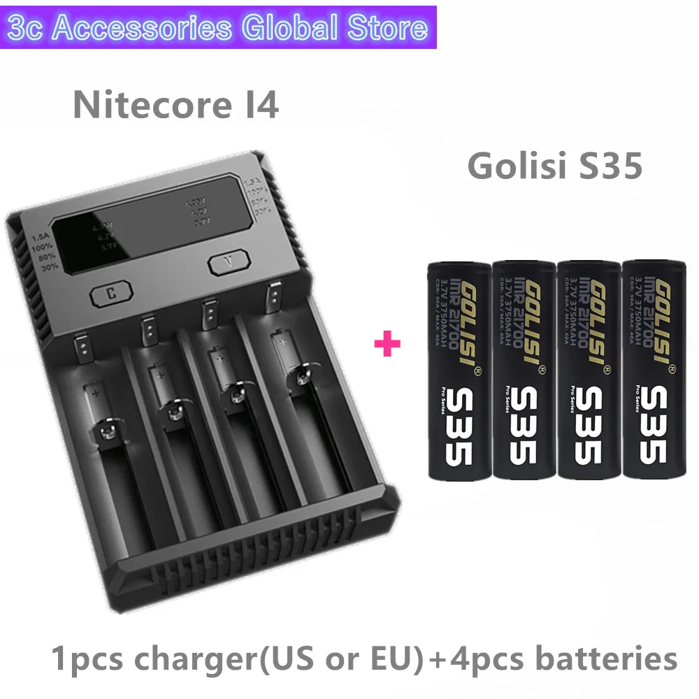 Golisi 4 шт. S35 IMR 21700 3750 мА/ч Макс 40A E-CIG перезаряжаемый аккумулятор для VAPE с Nitecore Новый
