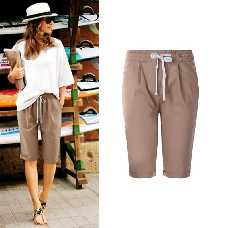 Download Plus Size Fashion Cotton Women Shorts Beach Half Trousers ...