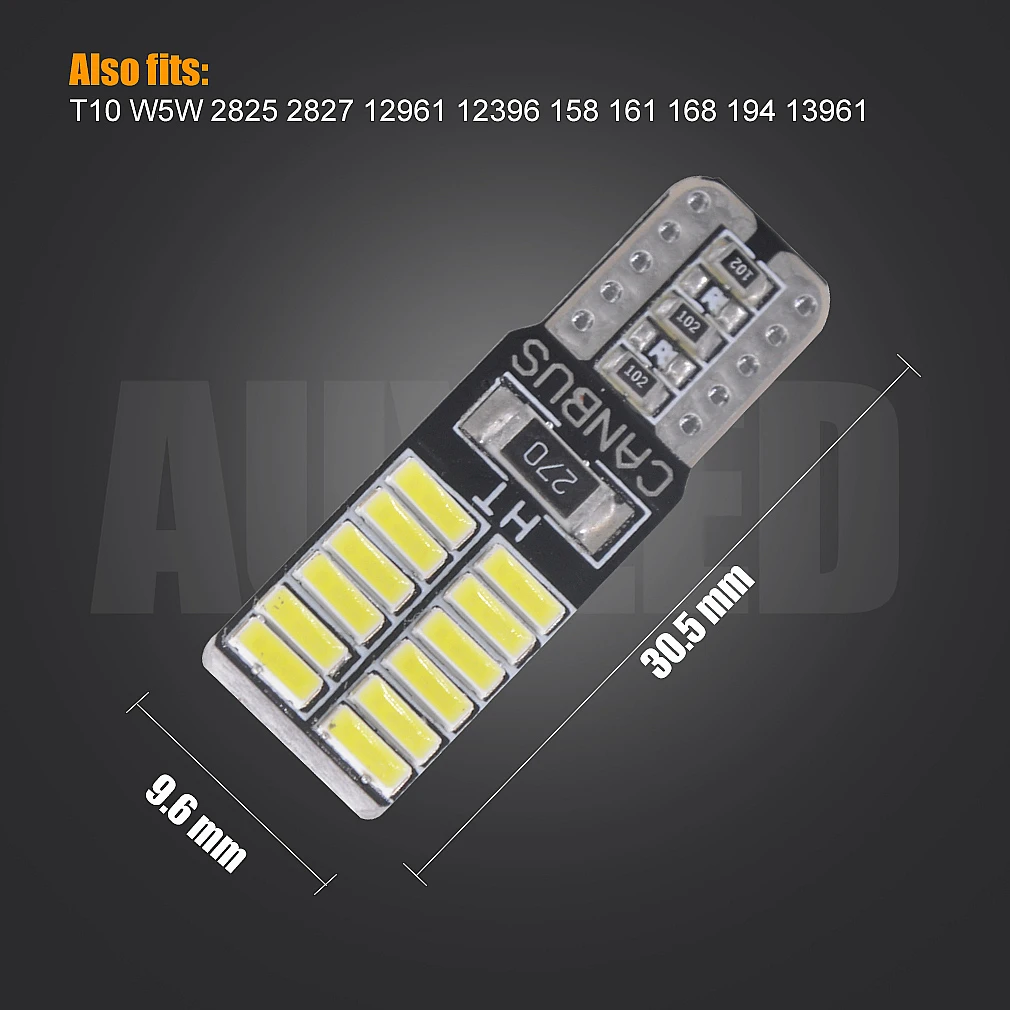 10 шт. супер яркий T10 светодиодный 194 501 W5W 24 SMD 4014 Canbus безотказные автомобильные интерьерные огни авто габаритные лампы DC 12 В