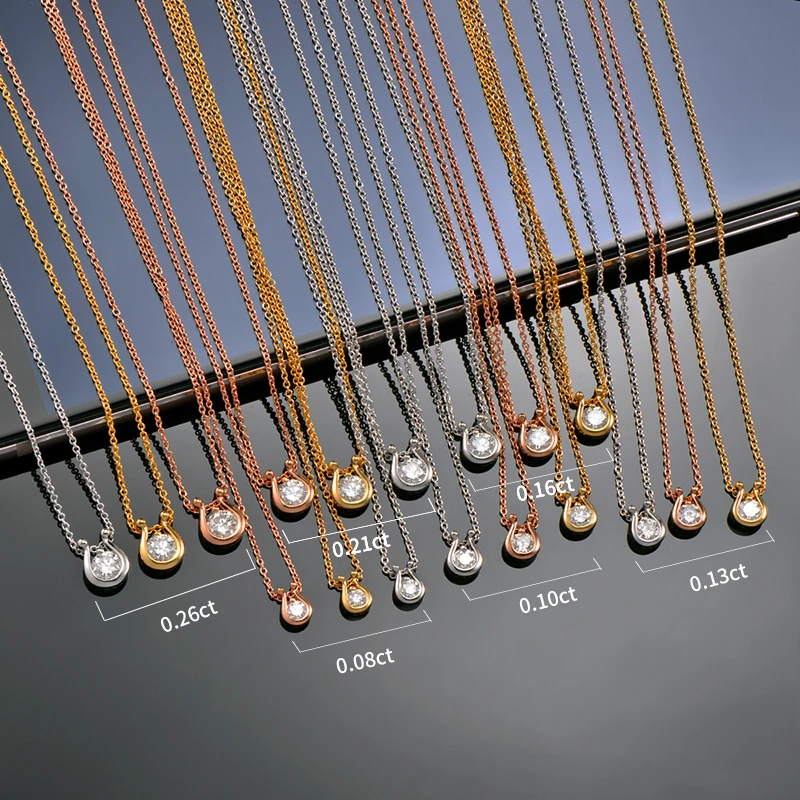 Caimao Jewelry 14K Gold Natural Brilliant Cut Diamond Engagement Pendant Exquisite Small Chain
