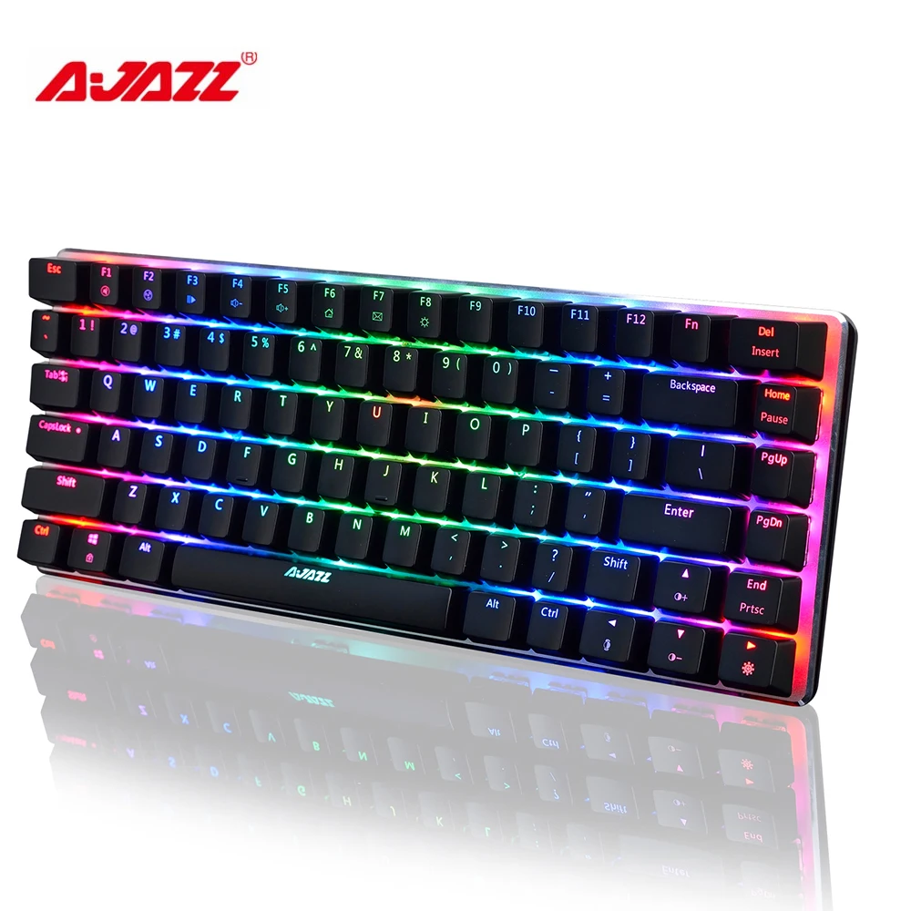Koop AJAZZ AK33 Mechanische Toetsenbord RGB Gaming Toetsenborden 82 Toetsen Blauw Zwart Schakelaars Anti Ghosting voor overwatch PTUG LOL DOTA 2 csgo