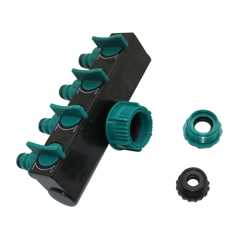 Garden Irrigation Splitter 4-Way Water Splitters 1" to 3/4" to 1/2" Thread European Standard Thread Garden Irrigation Watering Connector Fittings Valve
