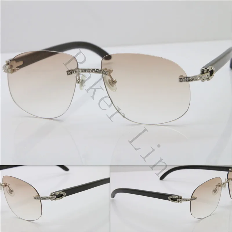 2018 Новый Rimless Подлинная натуральный черный рог буйвола Солнцезащитные очки для