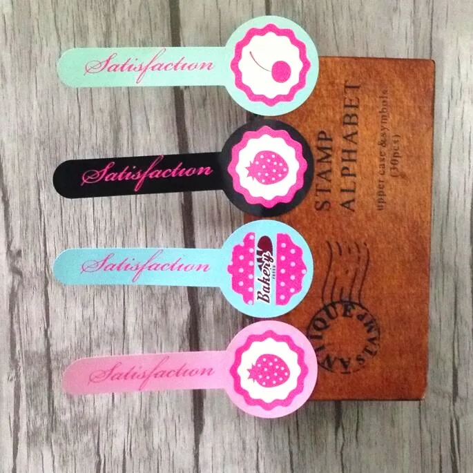 

600pcs/lot Sweet color Lollipop design "Statisfaction" print Adhesive Kraft Baking Seal Sticker Gift Label Stickers DIY Work