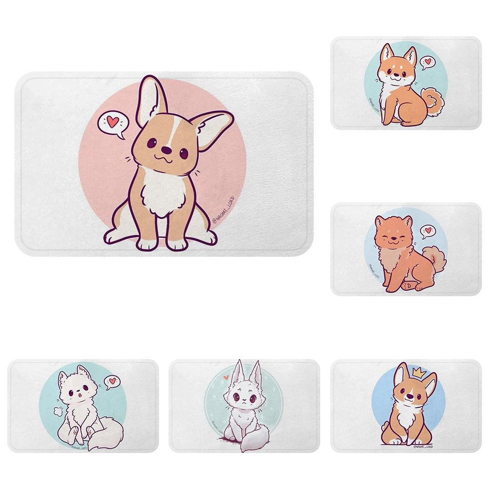 

Corgi Shiba Inu Samoyed Dog Pet Puppy Mat Bath Carpet Decorative Anti-Slip Mats Room Car Floor Bar Rugs Door Home Decor Kid Gift