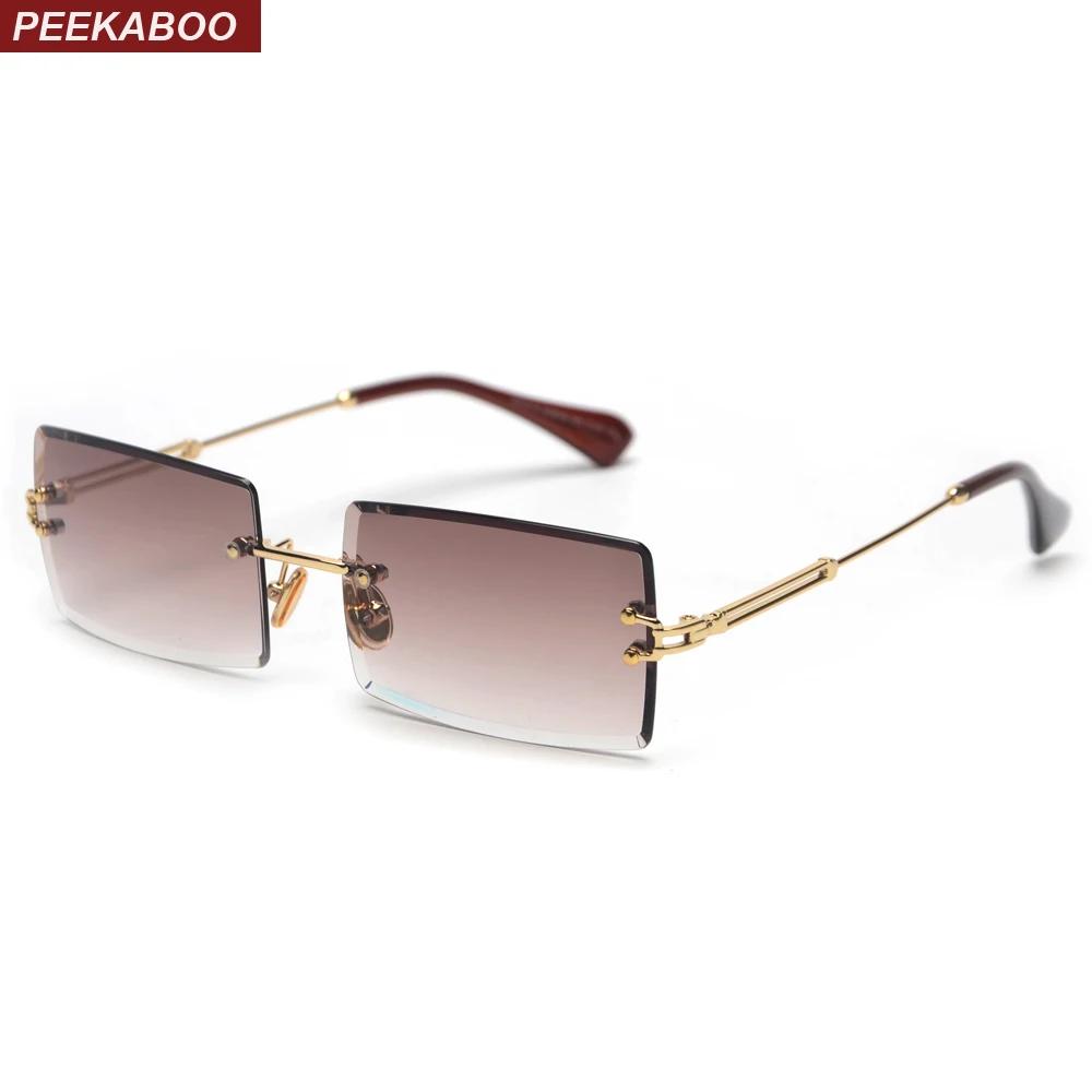 Peekaboo небольшой прямоугольник солнцезащитные очки Женщины без оправы квадратных солнцезащитные очки для женщин 2019 Летний стиль женские uv400