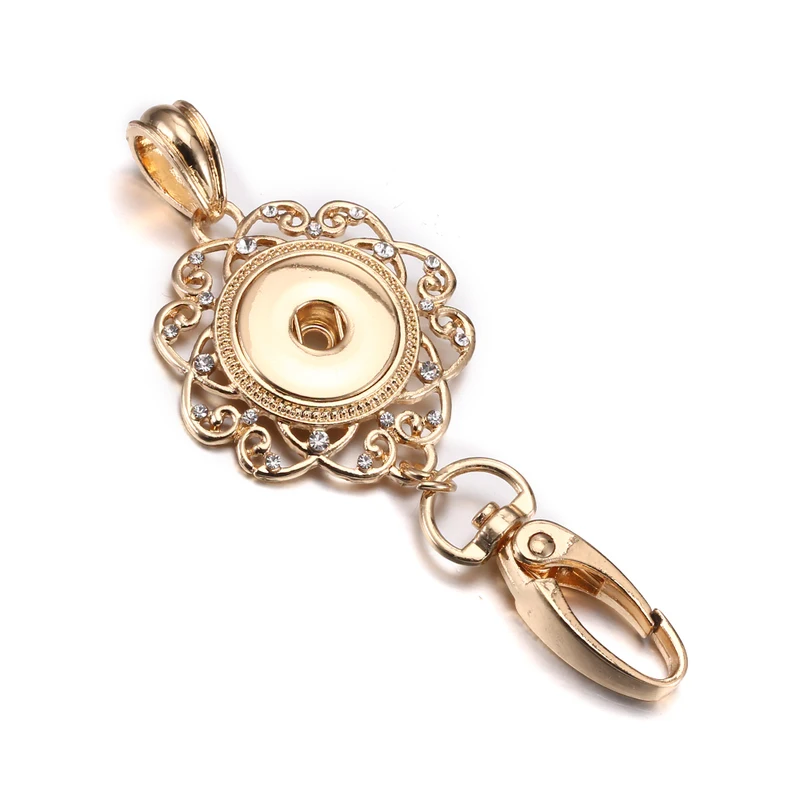 

6styles Fashion Gold Silver Snap Button Crystal Snap Keyring DIY 18MM Snap Buttons Key Chains Gift Key Rings Holders Jewelry
