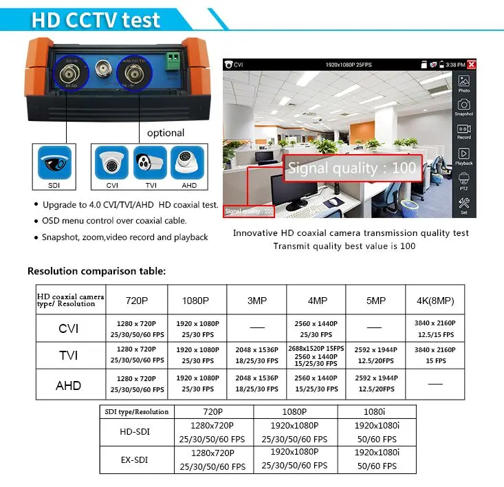 DHL Бесплатная X4 Новый H.265 4 К IP Камера тестер 8MP TVI CVI 5MP AHD SDI аналоговый 6 в 1 CCTV тестер с кабелем tracer, мультиметр, RJ45