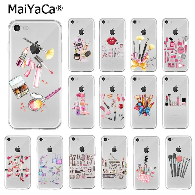 MaiYaCa косметика макияж помада лак для ногтей ТПУ мягкий чехол телефона iPhone 5 5Sx 6 7