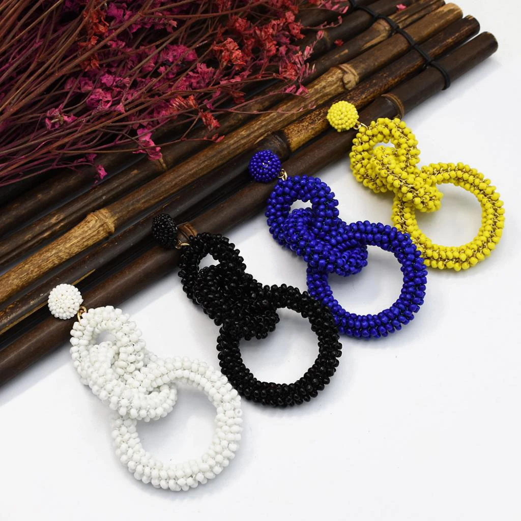

Womens Fashion Statement Link Round Circle Geometric Dangle Earrings