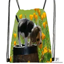 Изготовленная на заказ собака с цветком-романтическая-Роза@ 01-походная сумка на шнурке милый рюкзак для детей(черная спинка) 31x40 см#180611-03-105