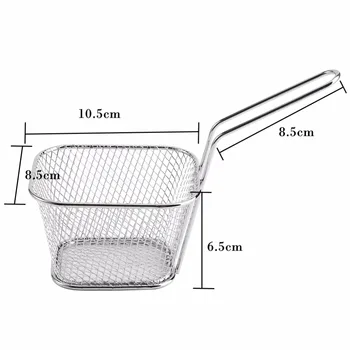 

8Pcs Mini Fry Baskets Stainless Steel Fryer Basket Strainer Serving Food Presentation Cooking French Fries Basket Kitchen Tool