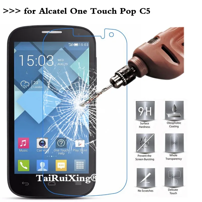 

9H 2.5D 0.26 mm Tempered Glass Screen Protector For Alcatel C5 Protective Film For Alcatel One Touch Pop C5 C 5 5036 OT5036 *