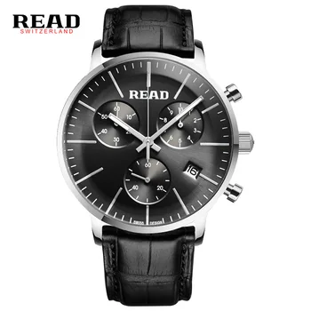 

Watchwrist READ 2019 luxury brand second hand and 60 minutes sports quartz wrist watch men black strap reloj Calendar 7080 clock