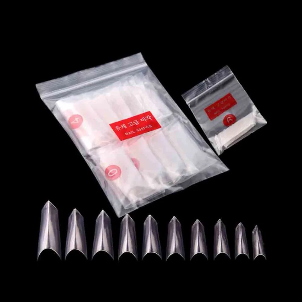 

100 Pcs Ferrari Style Nail Art Triangle French Flase Tips Clear Natural Manicure Decoration Tools