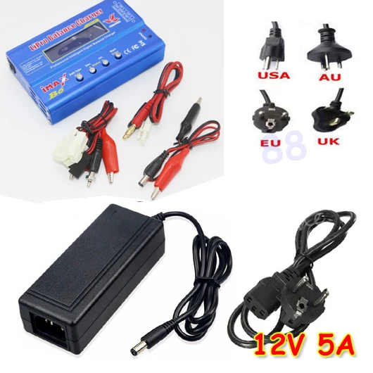 IMAX B6 цифровой RC Lipo NiMh батарея баланс зарядное устройство+ AC мощность 12 в 5A адаптер Прямая поставка - Цвет: B6 S Tamiya and adap