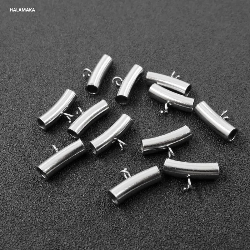 Hole 4mm Round 16mm Stainless Steel Curved Connectors For DIY Bracelet