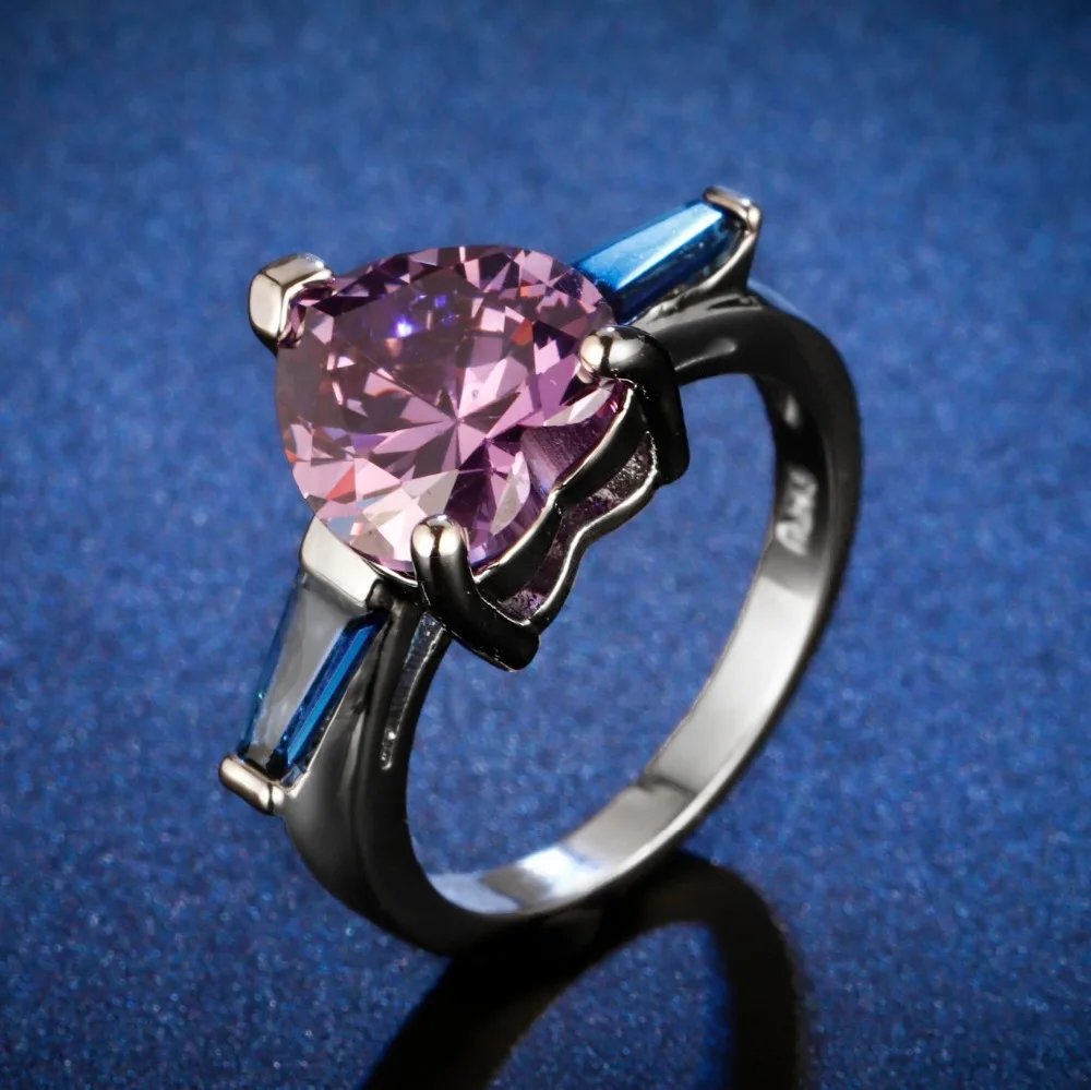 

Original Design Handmade cz unique style top quality Ring amethyst heart cut Cubic Zirconia Hot Ins sterling silver 925