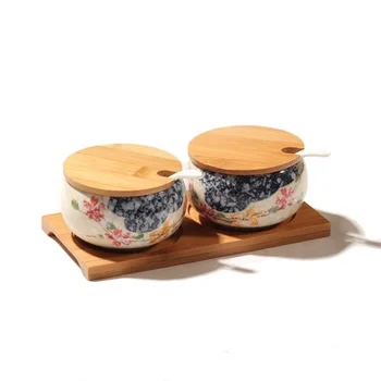 

Transparent Spice Ceramics Bottle Salt And Pepper Jar Kitchen Reusable Powder Storage Bottle Bowl Container Seasoning Box LY506