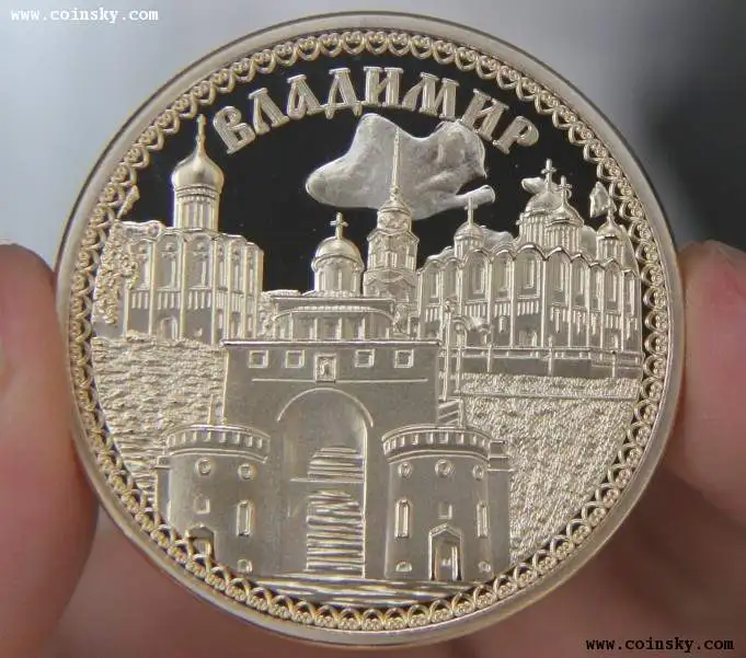 40 мм российский Владимир город позолоченная сувенирная монета медаль|medal|medal