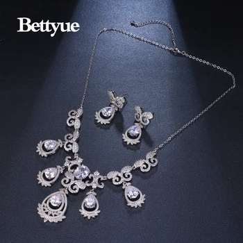 

Bettyue Brand Charm Fashion originality Jewelry Sets AAA Zircon White Gold Geometric Jewelry Set For Woman Florid Wedding Gift