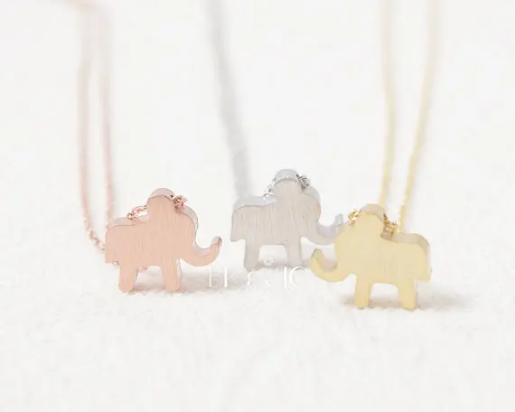Gold Silver Pink-gold Elephant Shaped Necklace.jpg