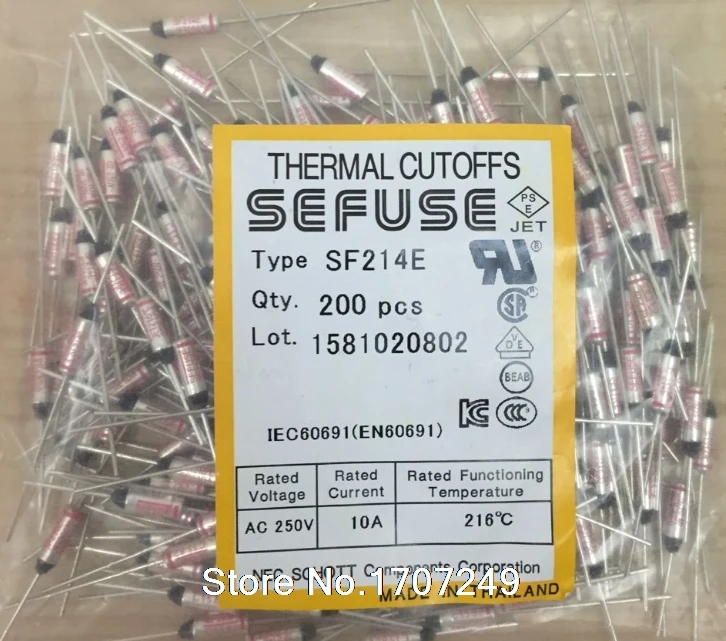 10pcs Microtemp Thermal Fuse 216°C 216 Degree TF Cutoff SF214E 10A AC 250V New