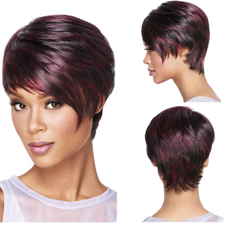 

1pc Fake Fever Selling Women's Short Hair Temperament Messy Short Straight Hair Fluffy Realistic Wig G0504