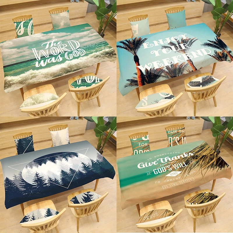 

Beautiful Scenery Pattern Tablecloth Printing Rectangular Table Cloth Dining Table Cover Kitchen Home Decor Hotel Textile